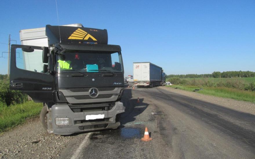 Авария в Зауралье: легковой автомобиль и два грузовика.