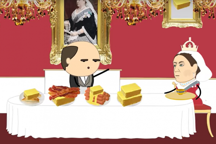 Новый мультфильм рассказал, как королева Англии пробовала масло из Кургана