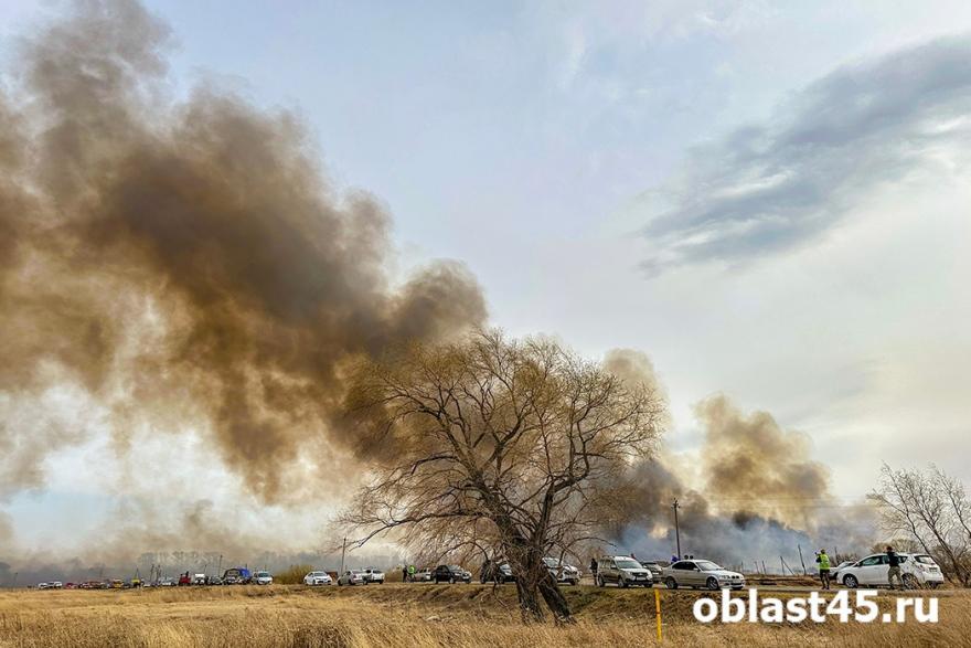 В Курганской области горят дома возле посёлка Юрахлы